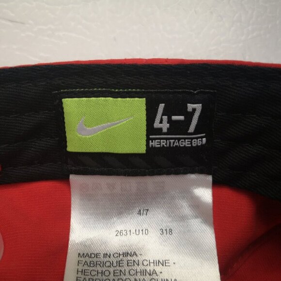 Nike 4-7 Heritage 86 Youth's Red Adjustable Back Strap Baseball Hat - Picture 3 of 7